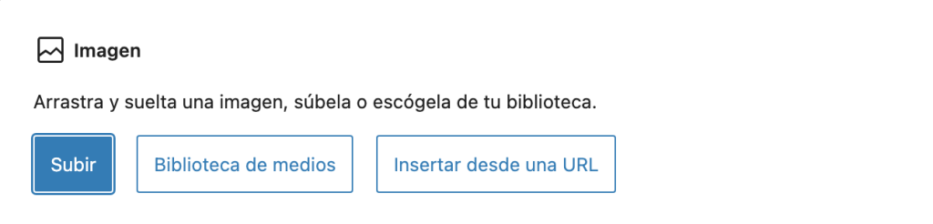 La imagen muestra como puedes insertar una imagen, a través de archivos o insertar desde una URL 